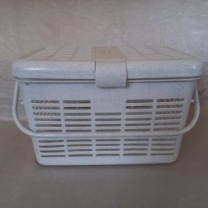 White Ventilated Storage Basket with Lid