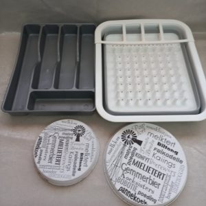 3-Piece Kitchen Bundle- Drying Rack+ Cutlery Tray + Stove Plate Cover