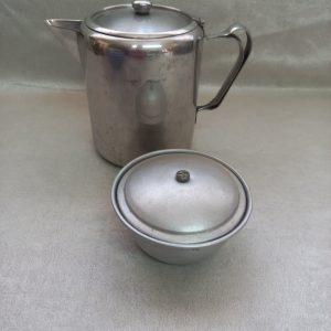 Vintage Stainless Steel Teapot and Sugar Bowl